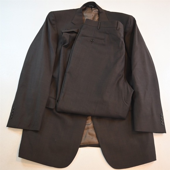 Jos A Bank 48L 42x32 Brown 100% Wool Mens Jacket Pants Suit